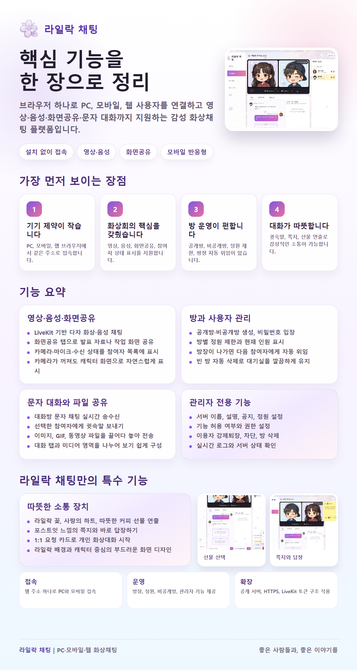라일락 채팅 핵심 기능 요약